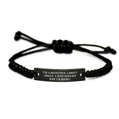 Detective Rope Bracelet, Funny Quote Gifts for Men from Friends, Christmas Unique Present - Image 1