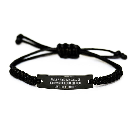 Funny Nurse Gifts, I'm A Nurse Rope Bracelet, Adjustable Black Rope Necklace for Nurse Men, Father's Day Unique Gifts from Family to Nurse - Image 1