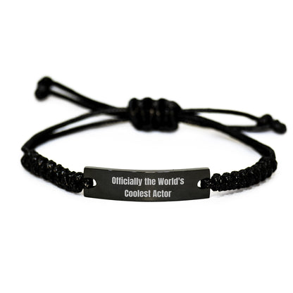 Funny Actor Gifts from Friends on Valentine's - Officially The World's Coolest Actor Rope Bracelet for Men - Image 1