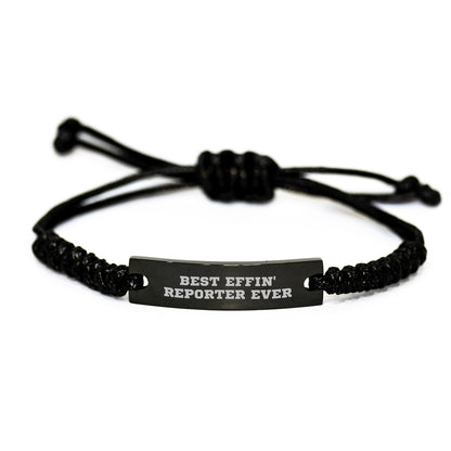 Funny Reporter Rope Bracelet Gifts from Friends, Unique Rope Bracelet for Reporters, Best Effin' Reporter Ever Engraved Rope Bracelet - Image 1