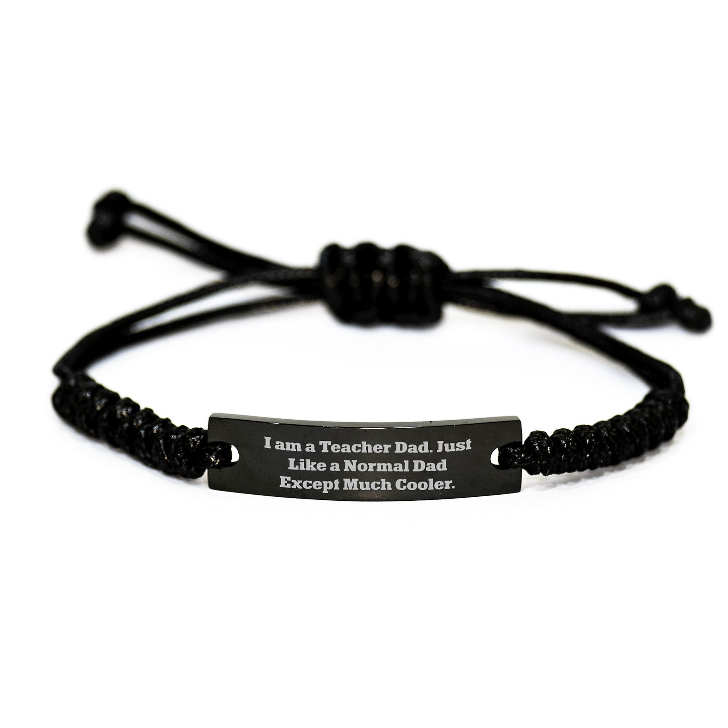 Teacher Dad Keepsake Rope Bracelet for Him Black Birthday Gift - Image 1