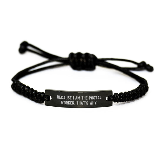 Postal Worker Black Adjustable Rope Bracelet for Him Birthday Gift - Image 1