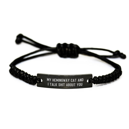 Hemingway Cat Gifts from Men, Funny Quote Rope Bracelet for Graduation Unique Gifts for Him or Her - Image 1