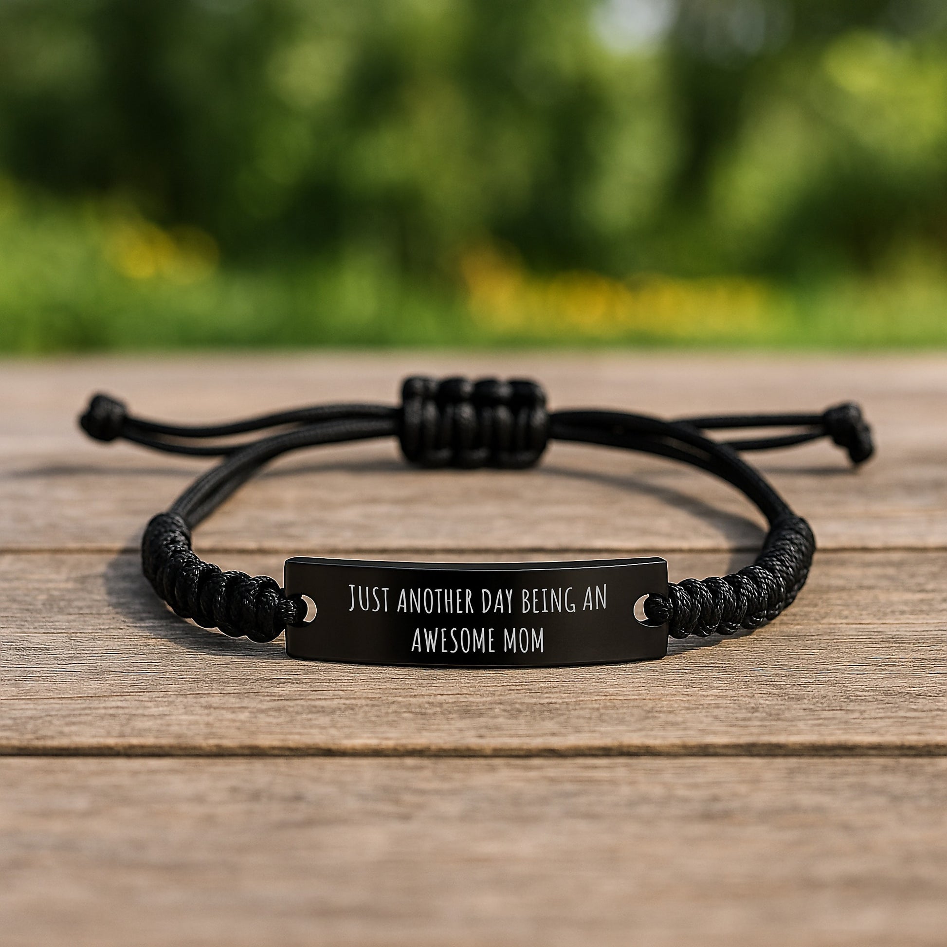 Mom's Awesome Gift, Funny Quote, Adjustable Rope Bracelet, Gifts from Family for Mom's Birthday, Unique Mom Gifts - Image 2