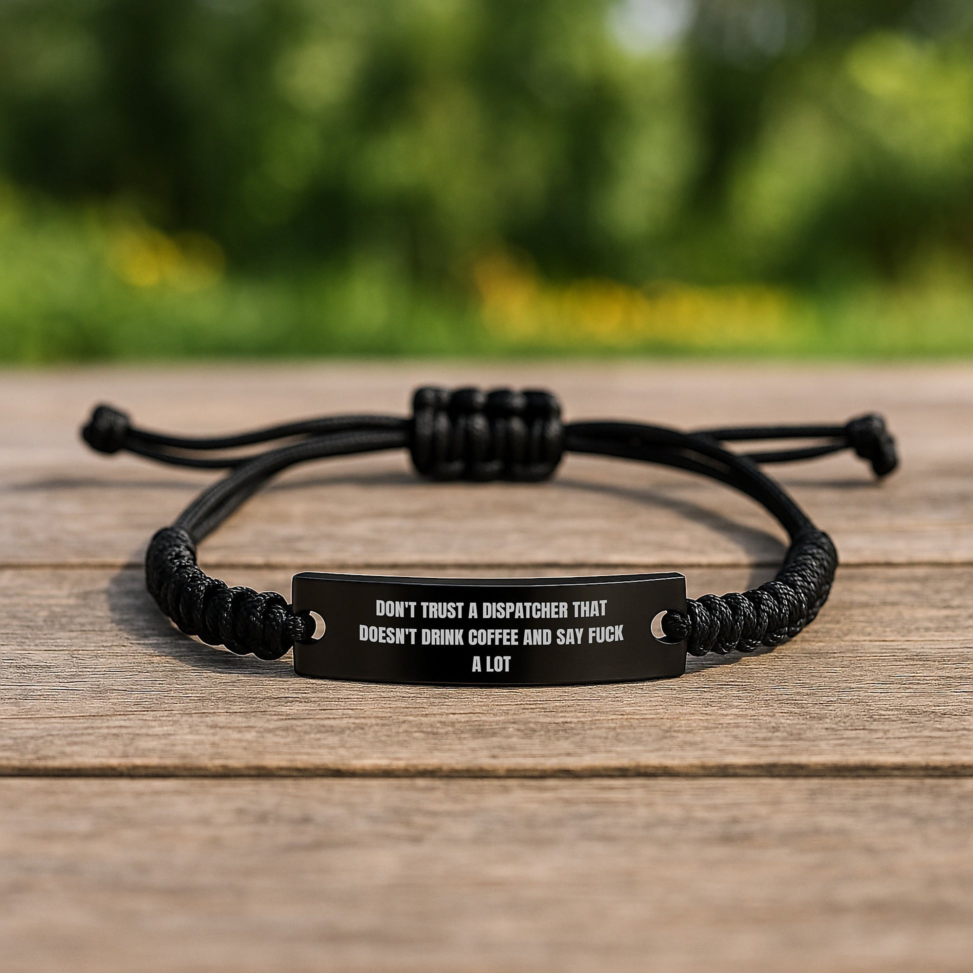 Funny Valentine's Gifts for Dispatcher - 'Don't Trust A Dispatcher That Doesn't Drink Coffee And Say F--k A Lot' Men's Rope Bracelet Gifts from Friends to Family - Image 2