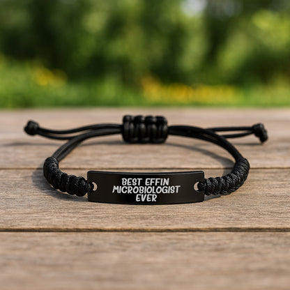 Funny Microbiologist Gifts, Best Effin' Microbiologist Ever Rope Bracelet for Birthday, Unique Gifts from Friends to Microbiologist - Image 2