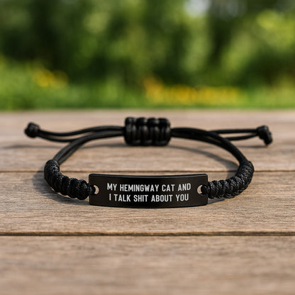 Hemingway Cat Gifts from Men, Funny Quote Rope Bracelet for Graduation Unique Gifts for Him or Her - Image 2