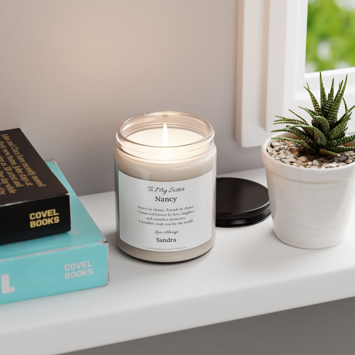 To My Sister – Friends by Choice Personalised Scented Soy Candle | Custom Name Sister Gift