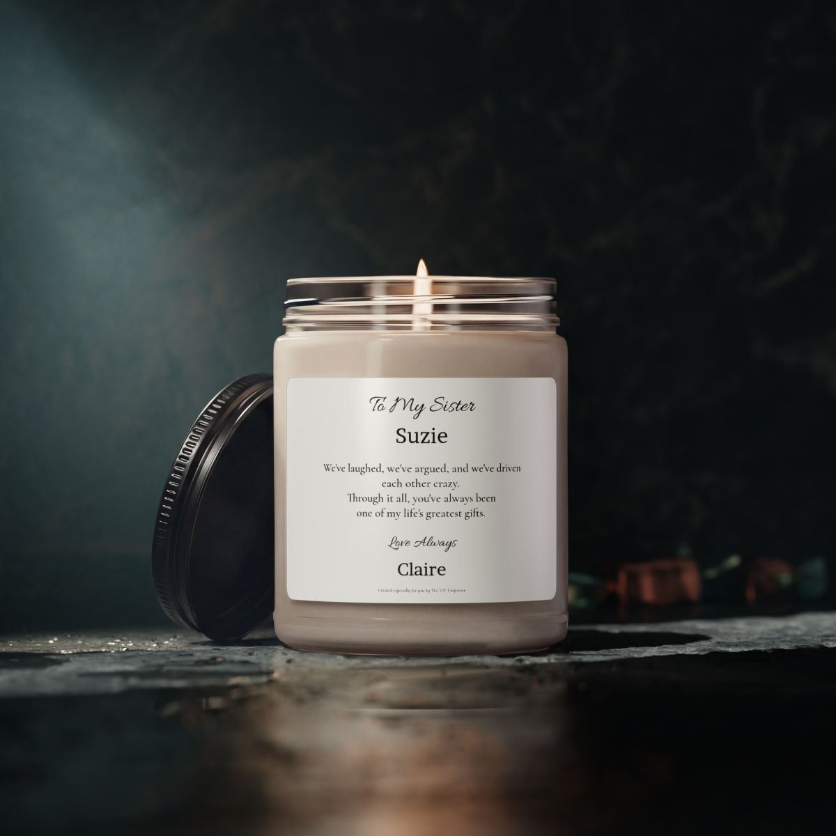 To My Sister – Through It All Personalised Scented Soy Candle | Custom Name Sister Gift