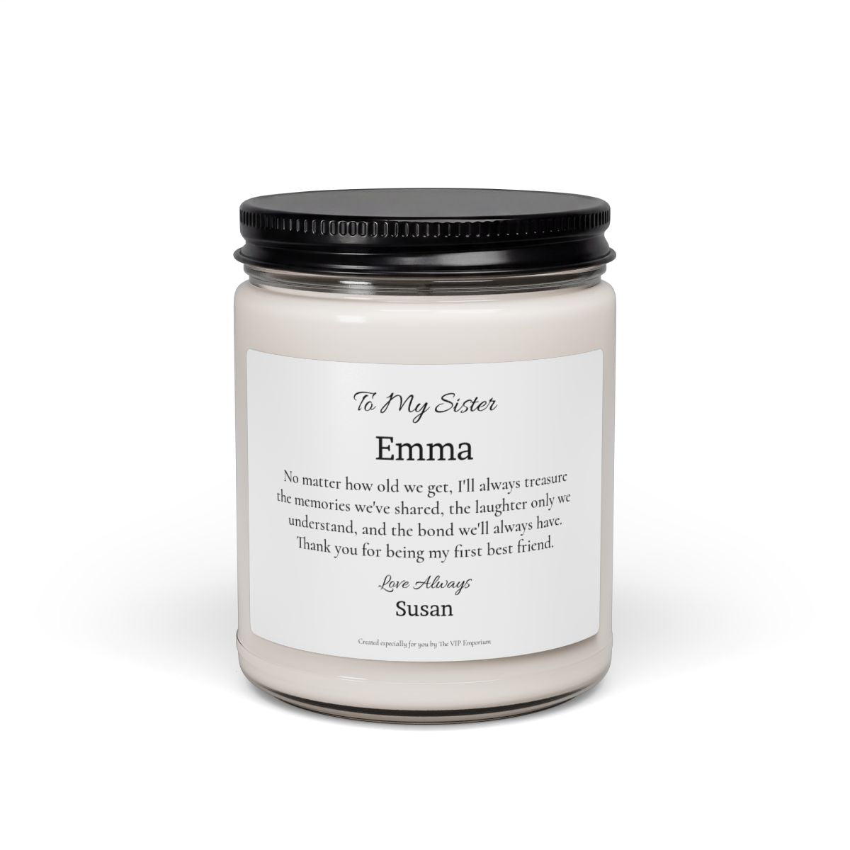 To My Sister – My First Best Friend Personalised Scented Soy Candle | Custom Name Gift from Sister