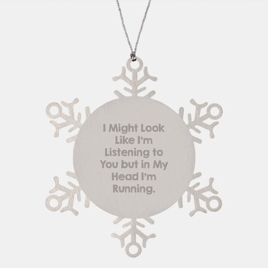 Funny Running Gifts from Friends to Running Enthusiasts, Snowflake Ornament with Inspirational Quote, Christmas Unique Presents for Men, Women, Family - Image 1