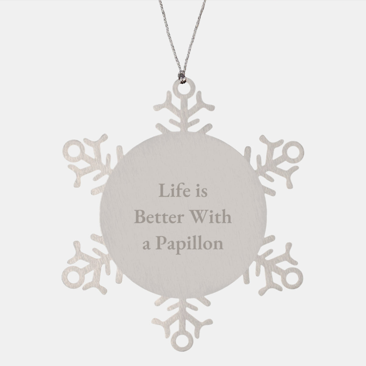 Papillon Dog Lover's Gift, Snowflake Ornament, Quote 'Life Is Better With A Papillon' Gifts from Family, Friends, or Coworkers for Christmas - Image 1