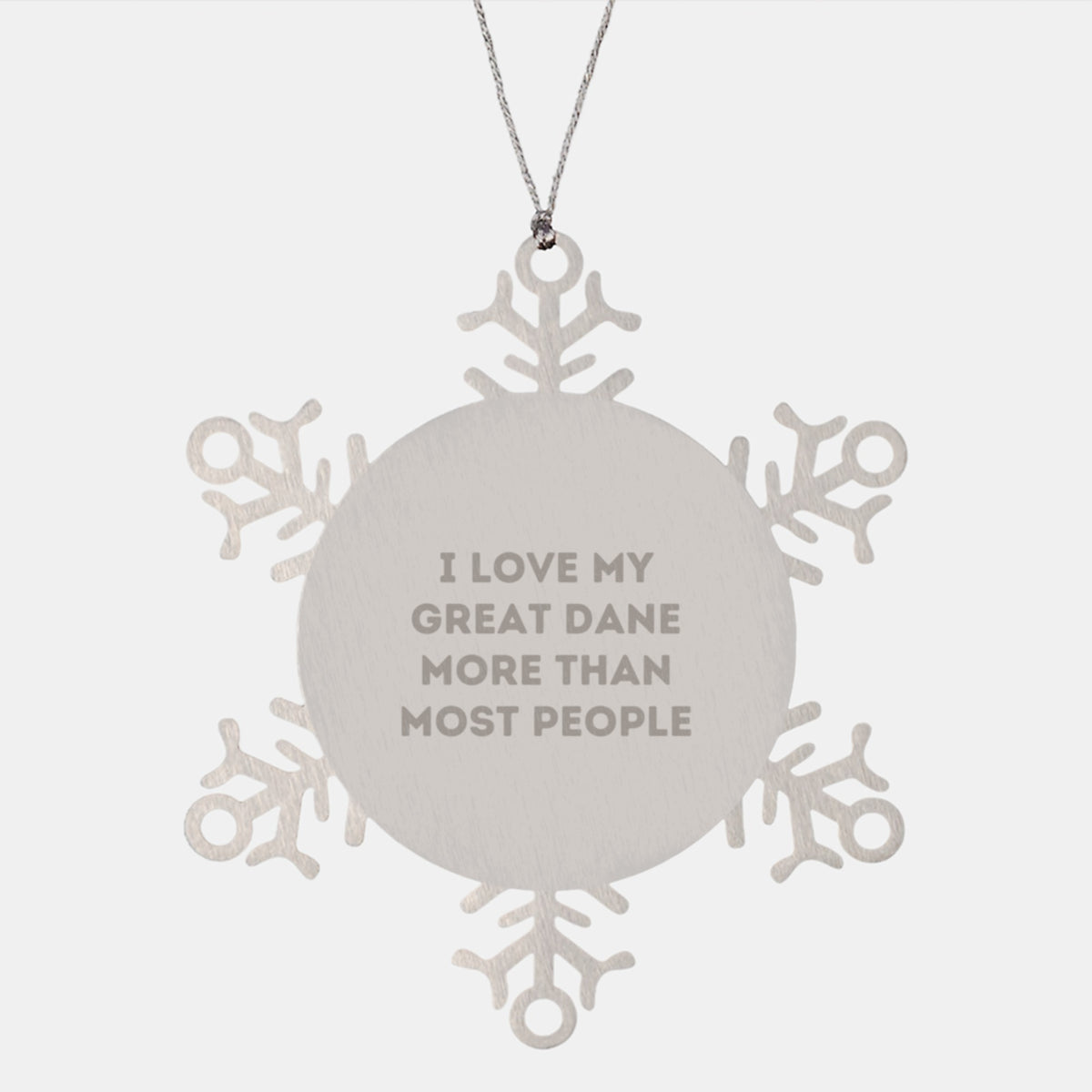 Great Dane Dog Gifts, I Love My Great Dane More Than Most People, Snowflake Ornament for Christmas, Gifts from Friends for Family - Image 1