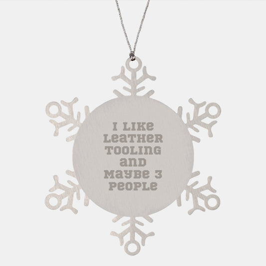 Funny Leather Tooling Gifts for Men - Stainless Steel Snowflake Ornament, Unique Christmas Unique Gifts from Friends - Image 1