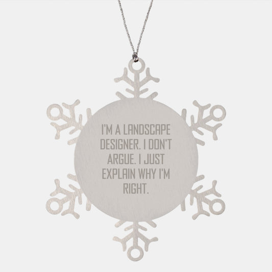 Funny Landscape Designer Gifts for Him - Snowflake Ornament with Inspirational Quote, Gift from Friends to Family Members, Christmas Unique Presents - Image 1