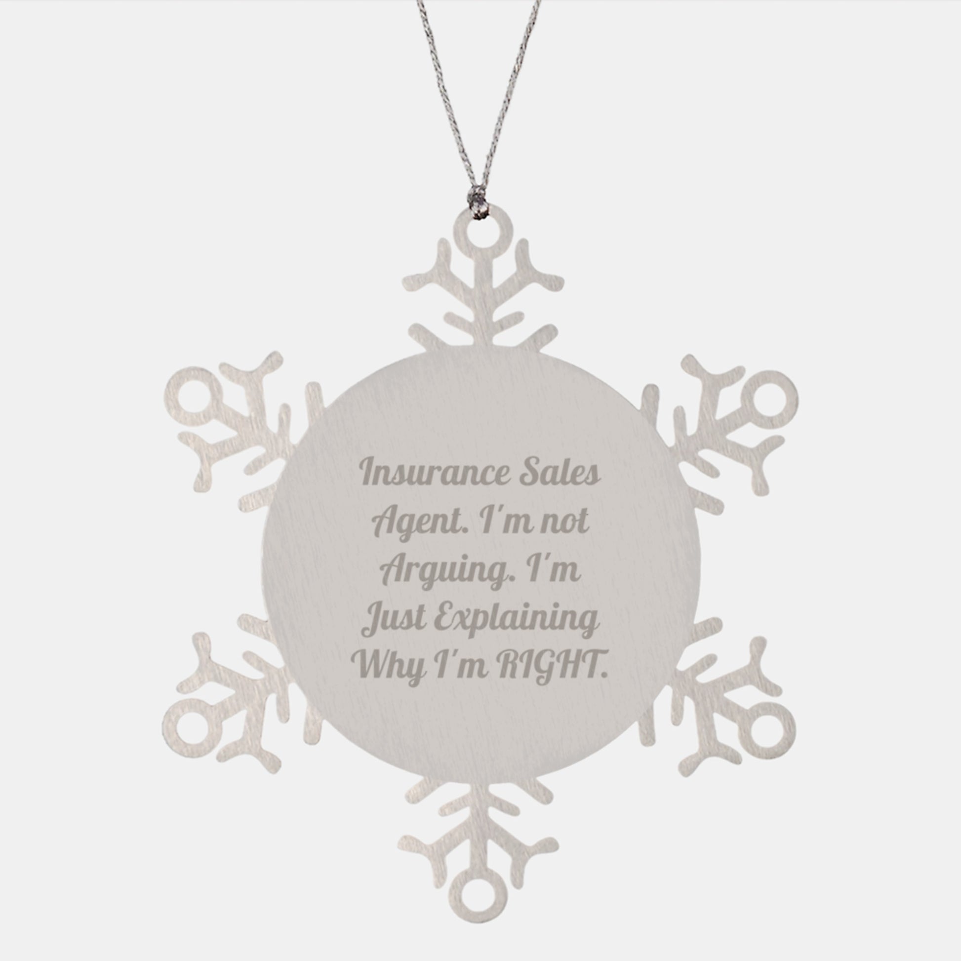 Funny Insurance Sales Agent Snowflake Ornament, Gifts for the Best Insurance Agent, Christmas Unique Gifts from Coworkers - Image 1