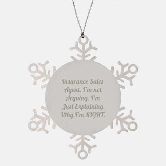 Funny Insurance Sales Agent Snowflake Ornament, Gifts for the Best Insurance Agent, Christmas Unique Gifts from Coworkers - Image 1