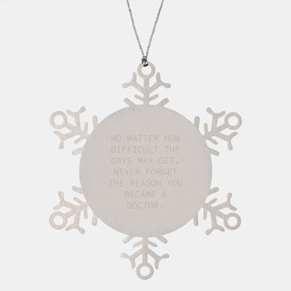 Inspirational Doctor Snowflake Ornaments, Gifts from Friends to Doctor Colleagues, Never Forget the Reason You Became a Doctor - Image 1