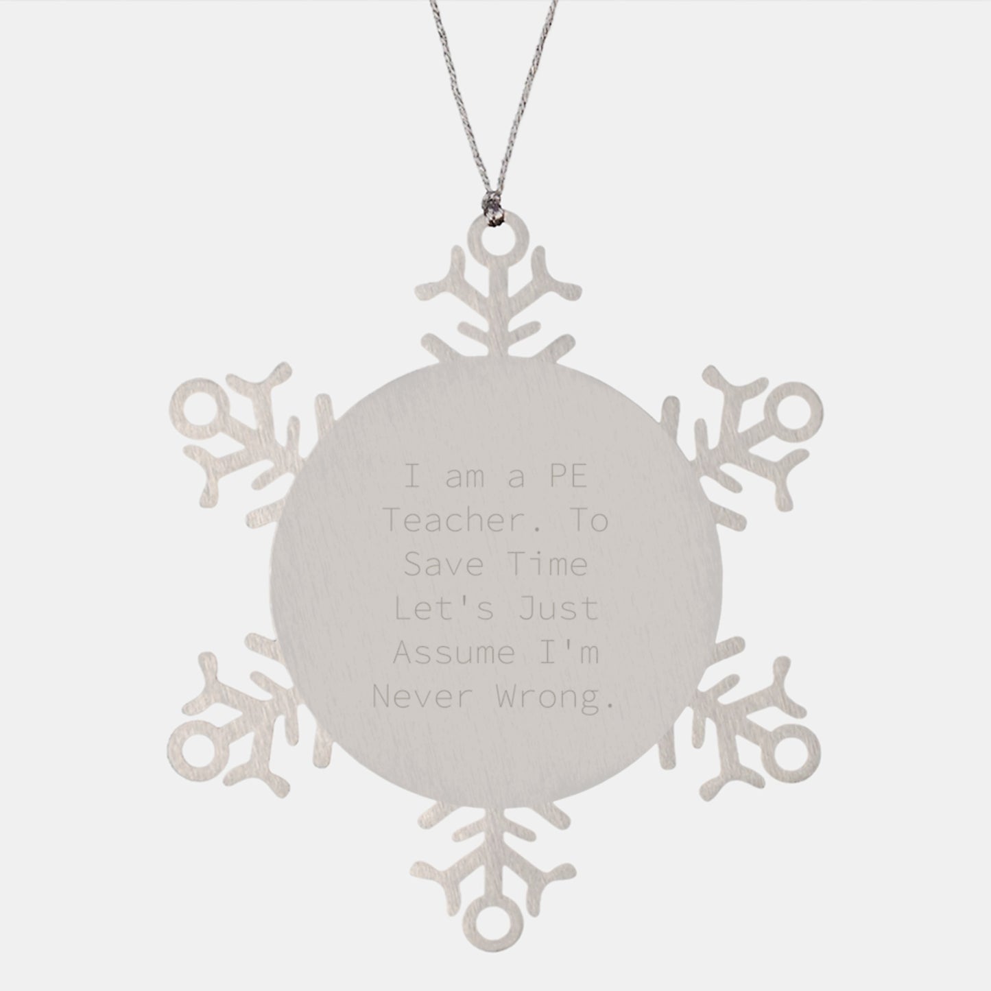 Funny PE Teacher Gifts from Friends - Inspirational Snowflake Ornament for Women, PE Teacher Christmas Unique Gifts - Image 1