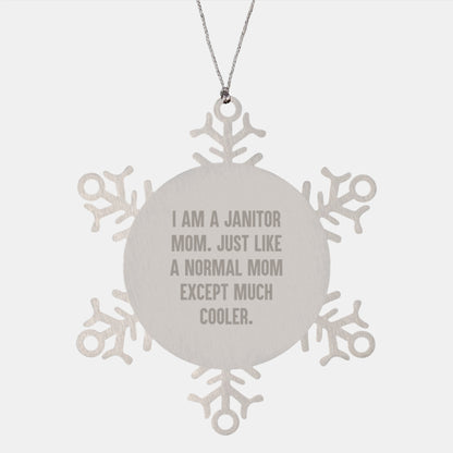 Funny Janitor Mom Snowflake Ornament Gifts from Friends, Janitor Unique Gifts for Janitor, Christmas Special Snowflake Ornament - Image 1
