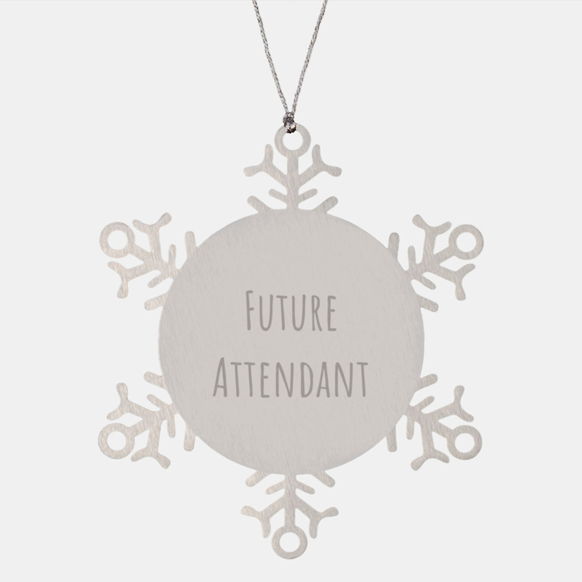 Funny Future Attendant Snowflake Ornament Gifts from Men to Coworkers, 3.14 inches in Diameter, Shatterproof Stainless Steel - Image 1