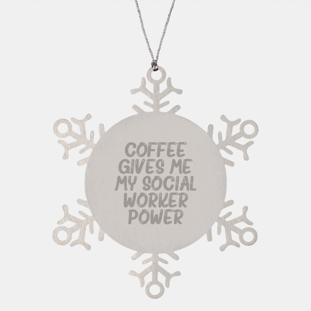 Funny Social Worker Gifts from Friends, Social Worker Christmas Unique Gifts, Snowflake Ornament with 'Coffee Gives Me My Social Worker Power' - Image 1