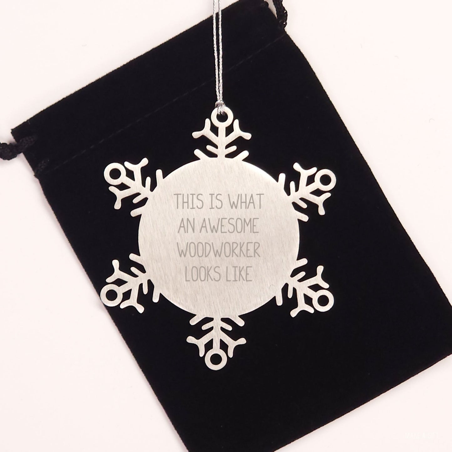 Funny Woodworker Gifts for Men, Snowflake Ornament with Inspirational Quote, Gifts from Men to Woodworker Friends - Image 2