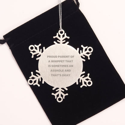 Whippet Dog Snowflake Ornament Gifts from Proud Parents for Whippet Dog Lovers - Funny Christmas Unique Gifts for Friends - Image 2