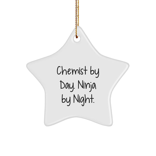 Funny Chemist Gifts Christmas Star Ornament, Chemist By Day Ninja By Night. Unique Gifts for Chemist Men, Funny Gifts from Friends, Christmas Unique Gifts for Chemist Women - Image 1