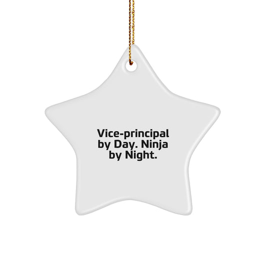 Funny Vice-principal Gifts from Men, Gifts for Vice-principal By Day. Ninja By Night. Christmas Unique Star Ornaments - Image 1