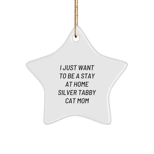 Funny Silver Tabby Cat Mom Gifts for Her - Unique Star Ornament from Friends and Family for Christmas - Image 1