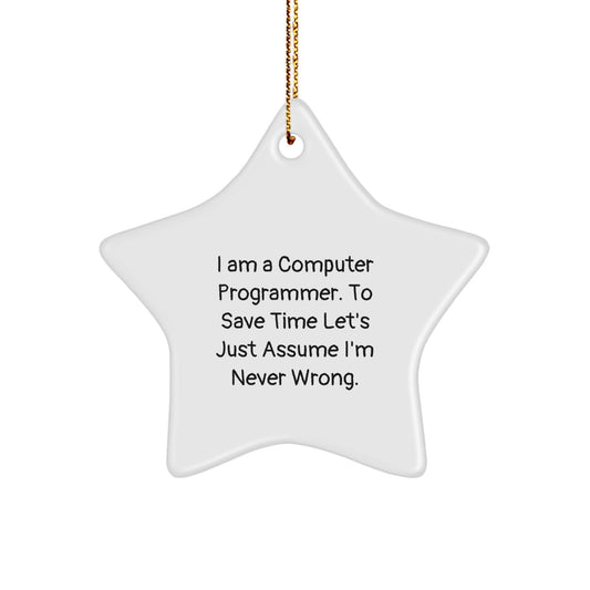 Funny Gift for Computer Programmer Friends - I'm Right Star Ornament with Sarcasm Quote, Unique Christmas Computer Programmer Gifts, Star Ornament Decoration, Computer Programmer Office Decor - Image 1