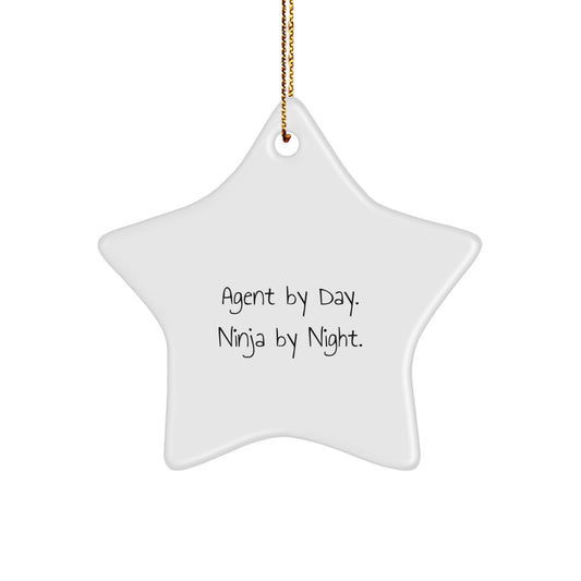 Agent Star Ornament, Funny Agent Gifts for Christmas, Agent By Day. Ninja By Night. Star Decoration - Image 1