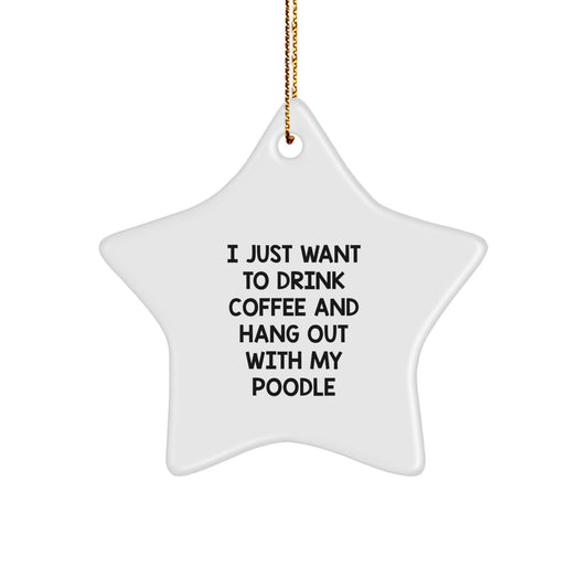 Funny Poodle Dog Gifts for Friends, Poodle Dog Lovers, Christmas Unique Gifts, 'I Just Want To Drink Coffee And Hang Out With My Poodle', Star Ornament Gifts from Family, Poodle Dog Enthusiasts - Image 1