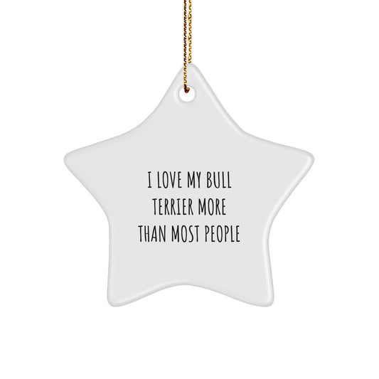 Bull Terrier Dog Christmas Unique Gifts from Family - I Love My Star Ornament for Men Friends - Image 1