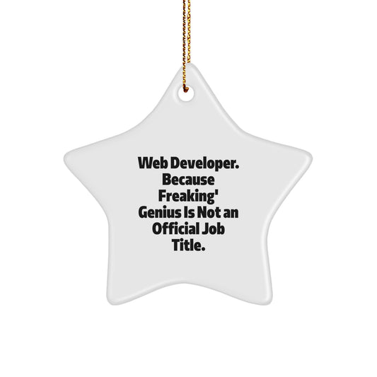 Funny Web Developer Star Ornament, 'Web Developer. Because Freaking' genius Is Not An Official Job Title.' Gifts from Friends to Web Developer, Unique Christmas Unique Gifts for Men - Image 1