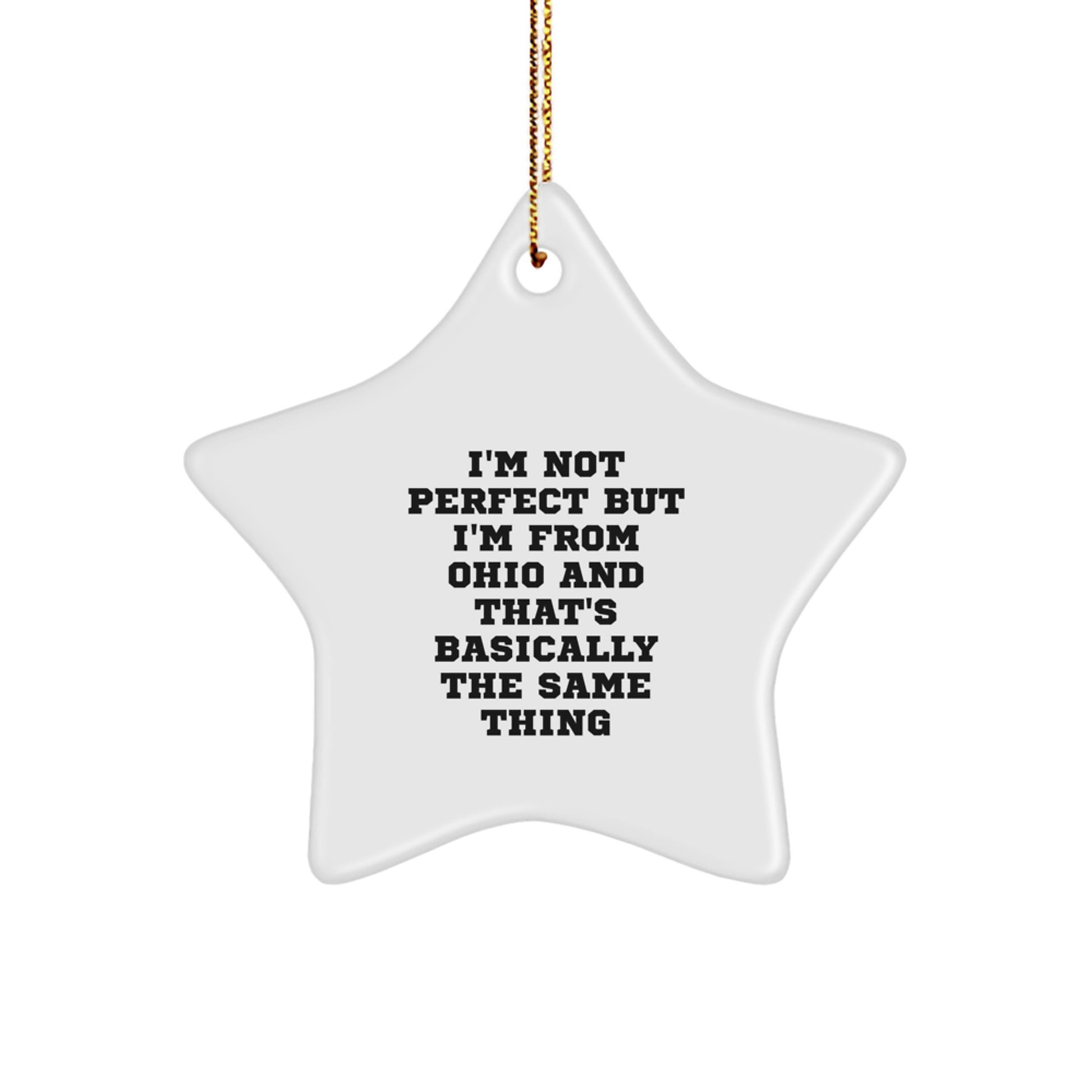 'I'm Not Perfect But I'm From Ohio And That's Basically The Same Thing' Funny Ohio Star Ornament Gifts from Friends and Family for Ohio - Image 1