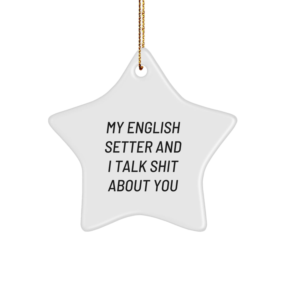 English Setter Dog Lover's Star Ornament, Funny Gift from Friends for Christmas, My English Setter And I Talk Shit About You - Image 1