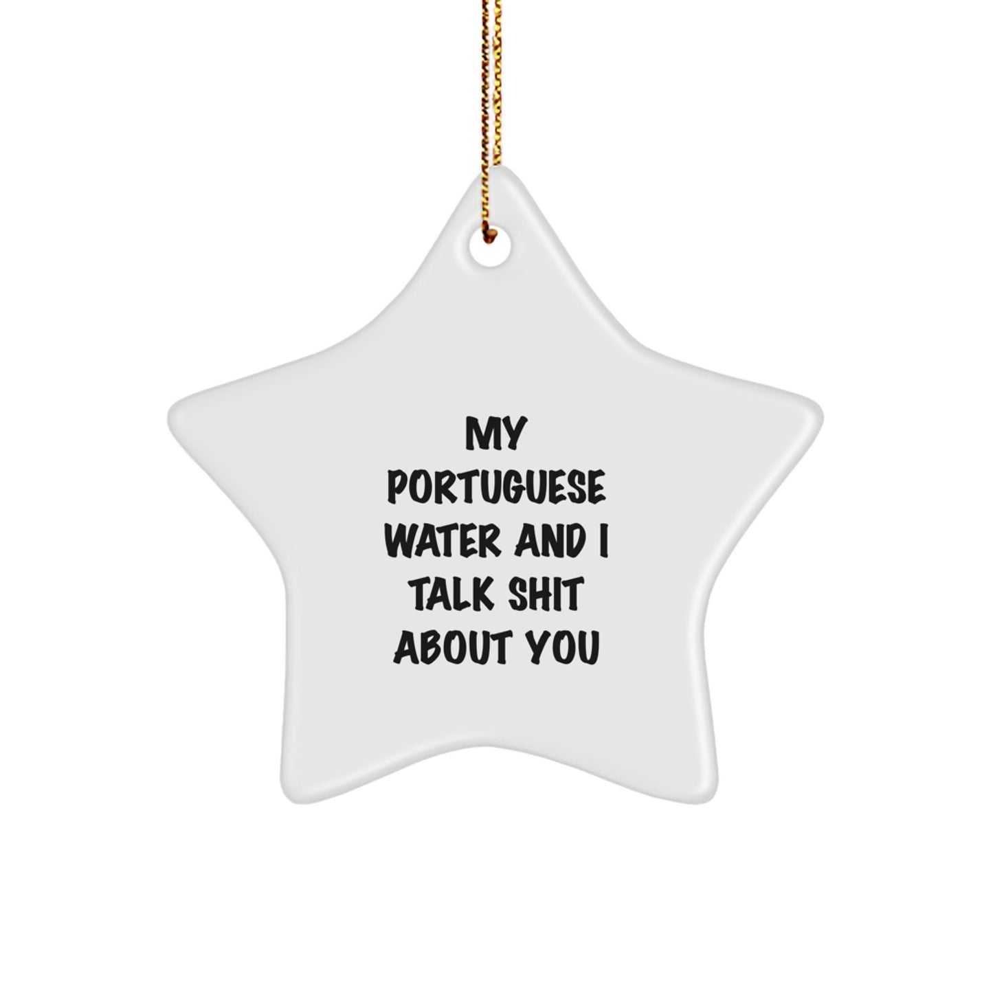 Funny Portuguese Water Dog Gifts - 'My Portuguese Water And I Talk Shit About You' Star Ornament for Christmas, Gifts from Friends & Family - Image 1