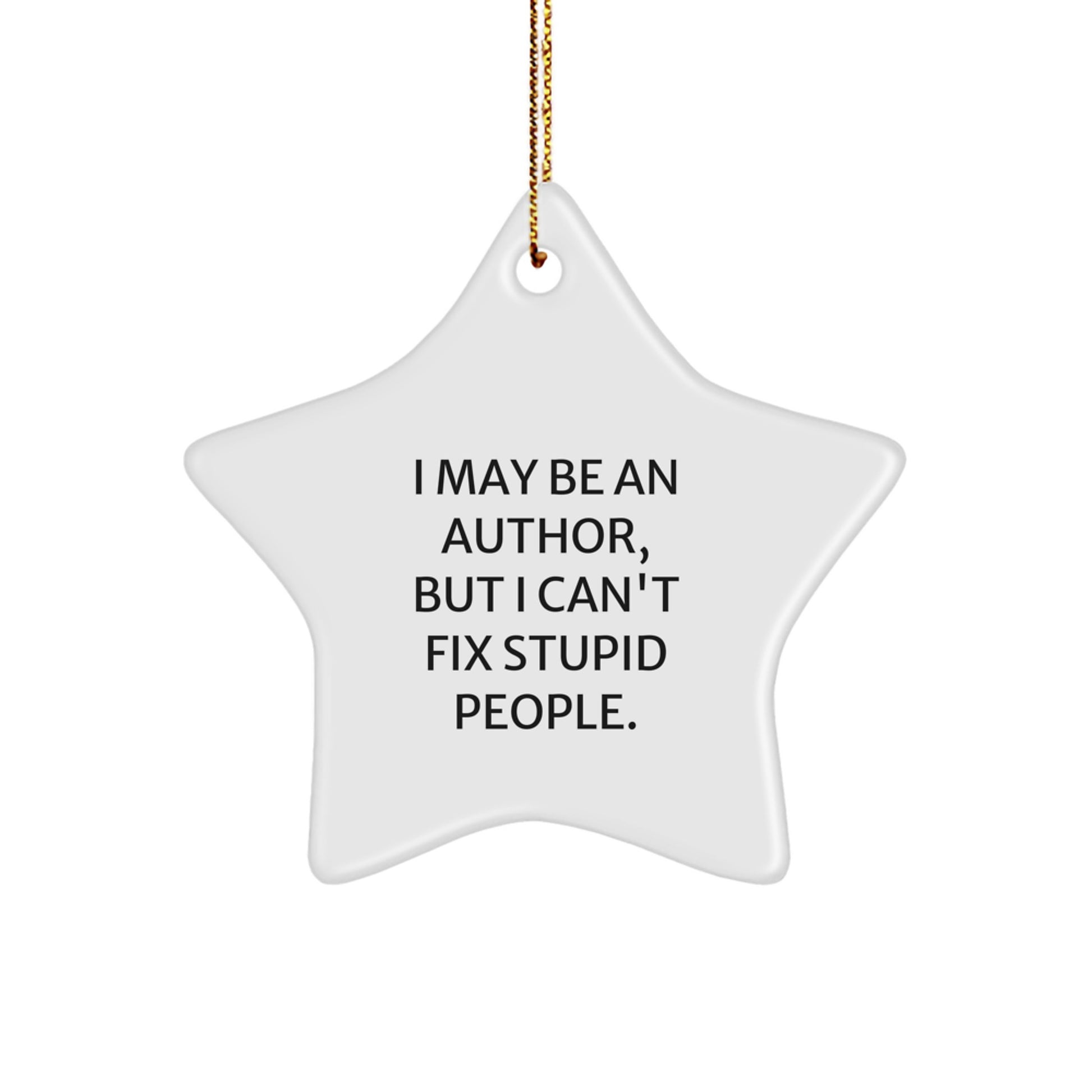 Author Gifts from Friends: I May Be An Author But I Can't Fix Stupid People Star Ornament for Christmas - Image 1