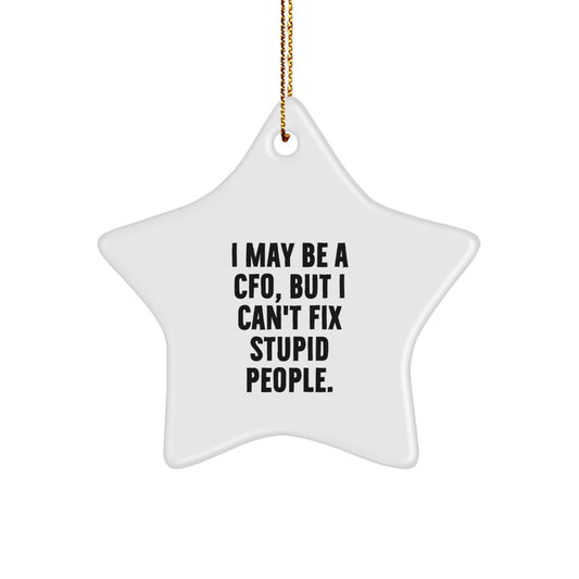 CFO Gifts from Friends: I May Be a CFO, But I Can't Fix Stupid People. Funny Star Ornament for CFO, Men, and Family - Image 1