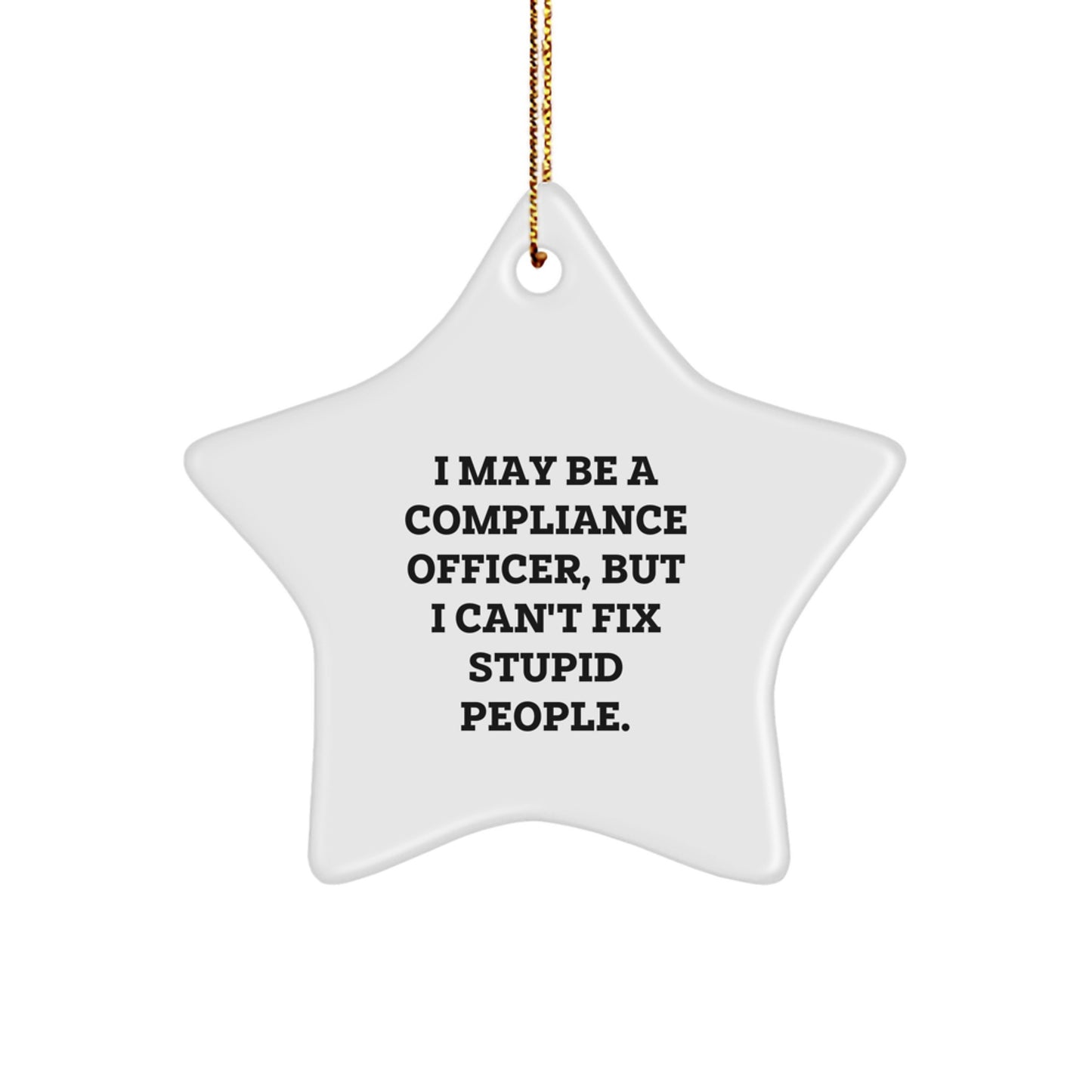 Funny Compliance Officer Gifts - Star Ornament 'I May Be A Compliance Officer, But I Can't Fix Stupid People.' from Friends, Coworkers, Family - Christmas Unique Presents - Image 1