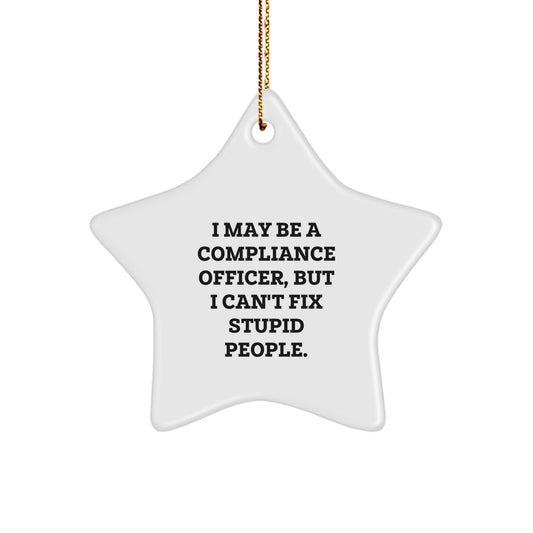 Funny Compliance Officer Gifts - Star Ornament 'I May Be A Compliance Officer, But I Can't Fix Stupid People.' from Friends, Coworkers, Family - Christmas Unique Presents - Image 1