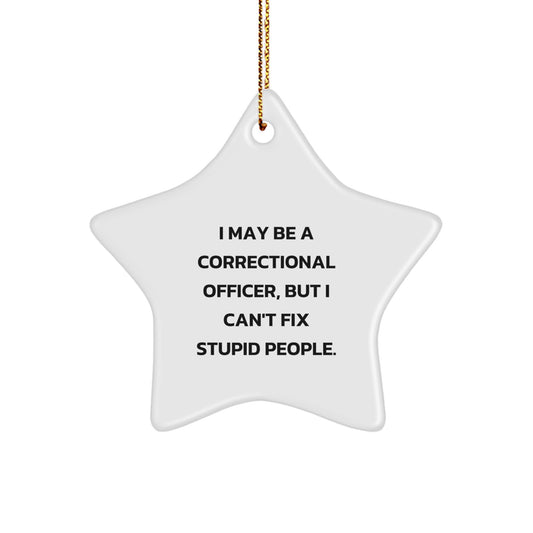 Funny Correctional Officer Gifts - I May Be A Correctional Officer, But I Can't Fix Stupid People. Star Ornament for Men, Women, Friends, Coworkers, Family this Christmas - Image 1