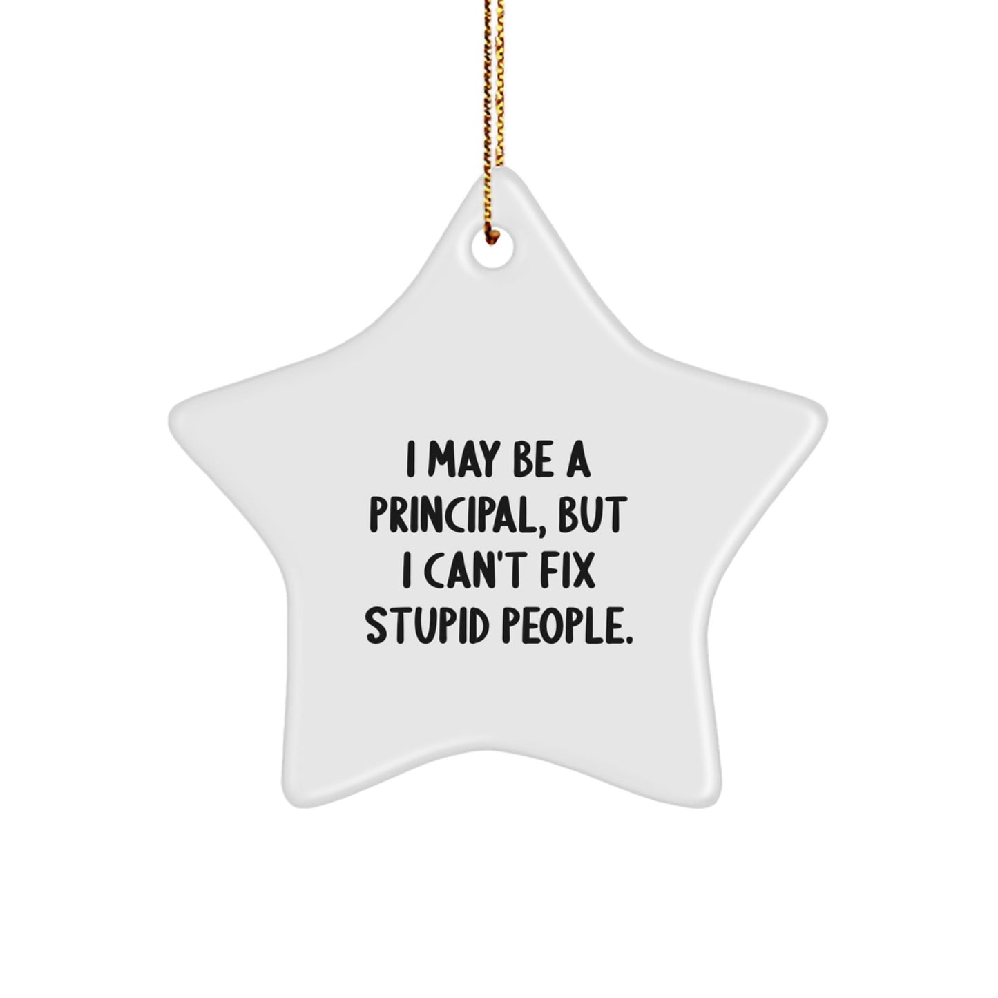 Funny Principal Gifts, 'I May Be A Principal, But I Can't Fix Stupid People.' Star Ornament for Men, Women, Coworkers, Family - Gifts from Friends, Loved Ones, Office - Image 1