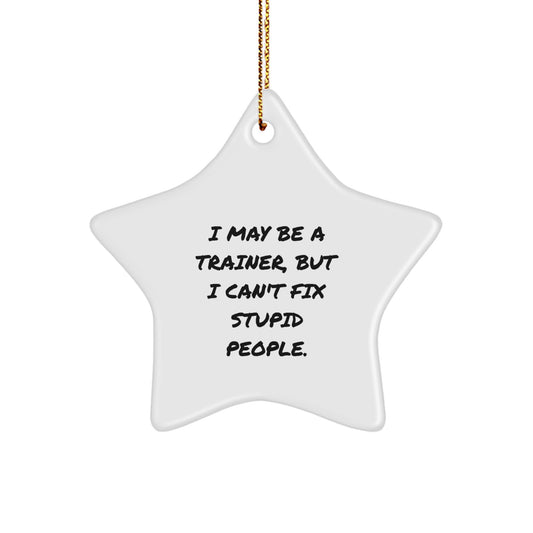 Funny Trainer Gifts from Friends - I May Be A Trainer, But I Can't Fix Stupid People. Star Ornament for Christmas - Image 1