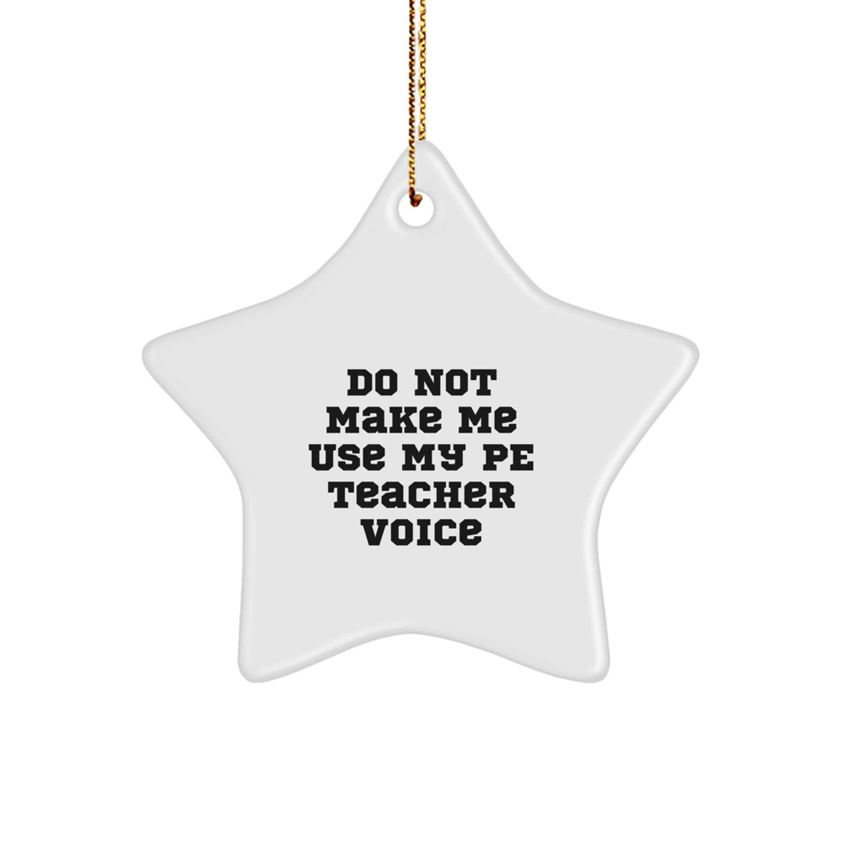 Funny PE Teacher Gifts, Star Ornament with 'Do Not Make Me Use My Pe Teacher Voice' Quote, Christmas Decorations for PE Teachers, Unique Gifts from Friends for PE Teachers - Image 1
