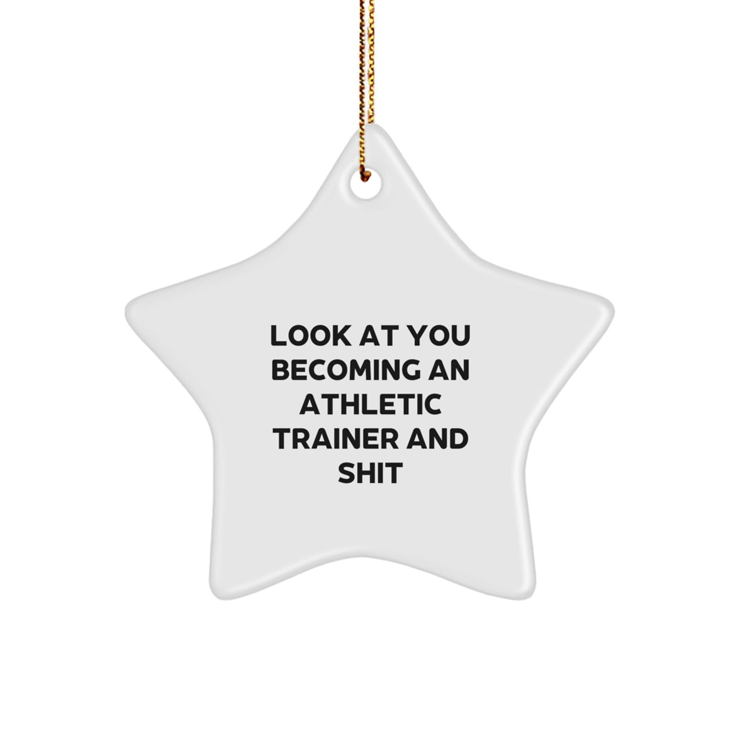 Funny Athletic Trainer Gifts from Friends - 'Look At You Becoming An Athletic Trainer And Shit' Star Ornament for Christmas - Image 1