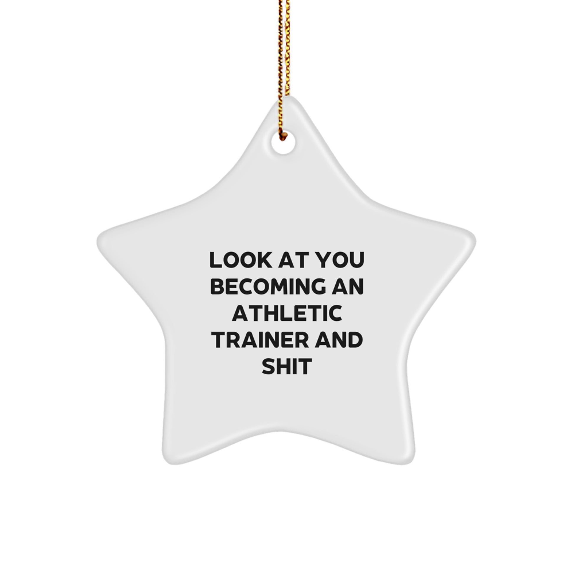 Funny Athletic Trainer Gifts from Friends - 'Look At You Becoming An Athletic Trainer And Shit' Star Ornament for Christmas - Image 1