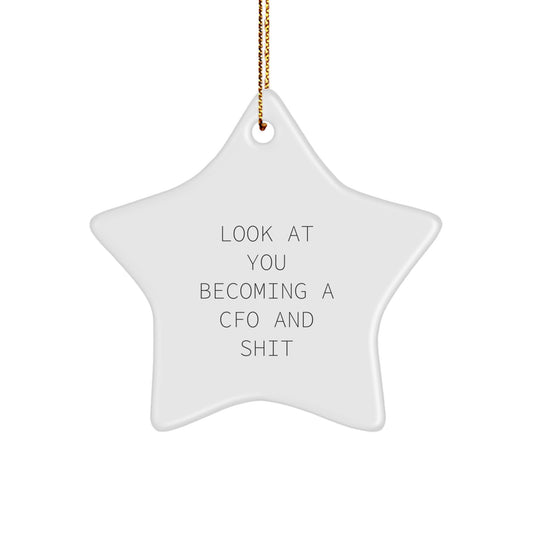 Funny CFO Gifts for Men and Women - 'Look At You Becoming A CFO' Star Ornament, White, 3.25'' Tall, Perfect For Friends and Family, Christmas Decor - Image 1